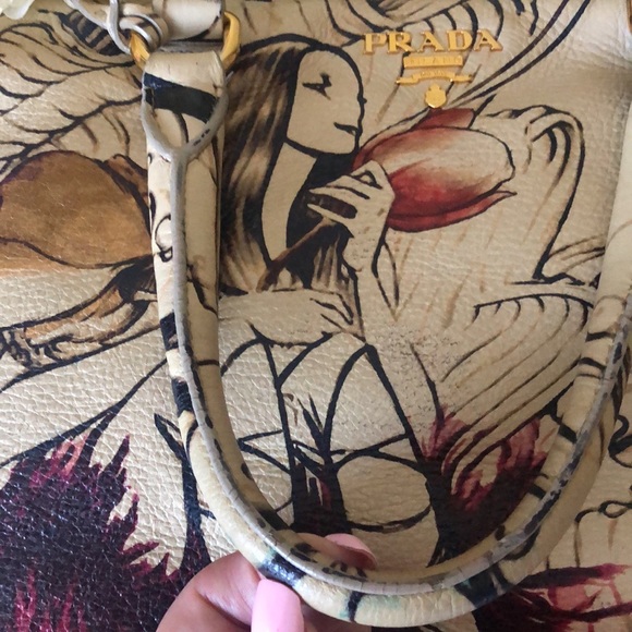 Rare PRADA Cream Leather Cervo Lux Fairy Satchel Bag - Picture 11 of 14